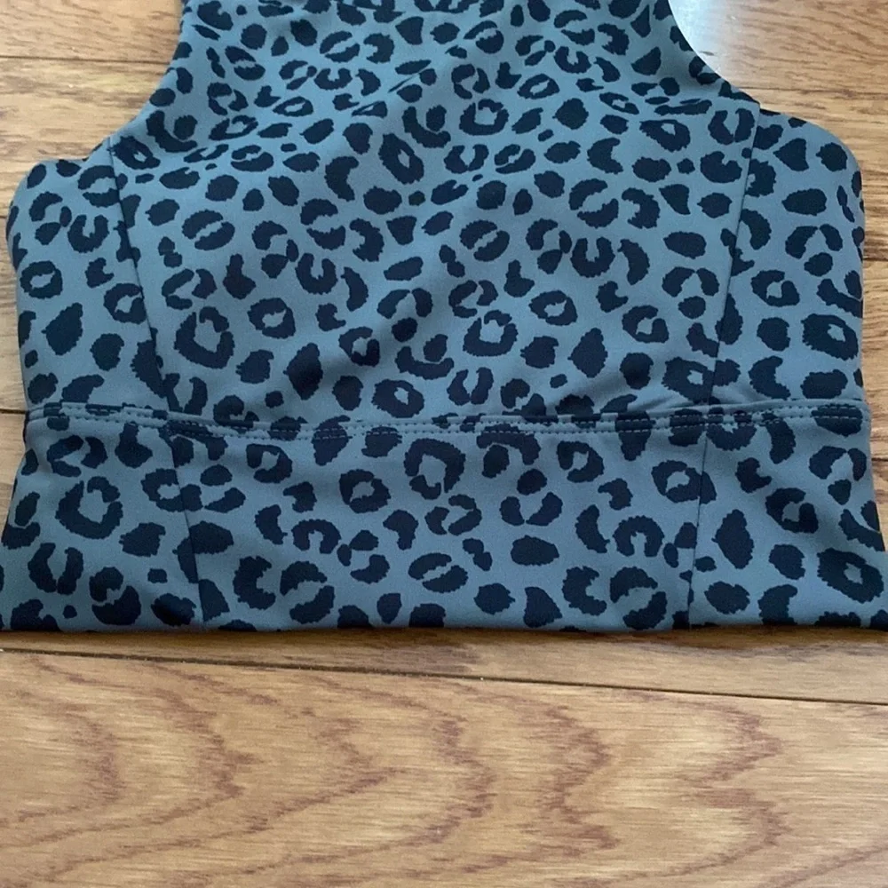 ALL FENIX Leopard Print Longline Racerback Sports Bra - XS